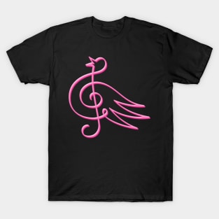 Pink Treble Clef Bird T-Shirt